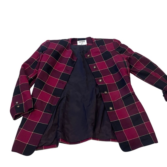 Kasper ASL Red Vintage Plaid Blazer Jacket Size 10 - Picture 7 of 11